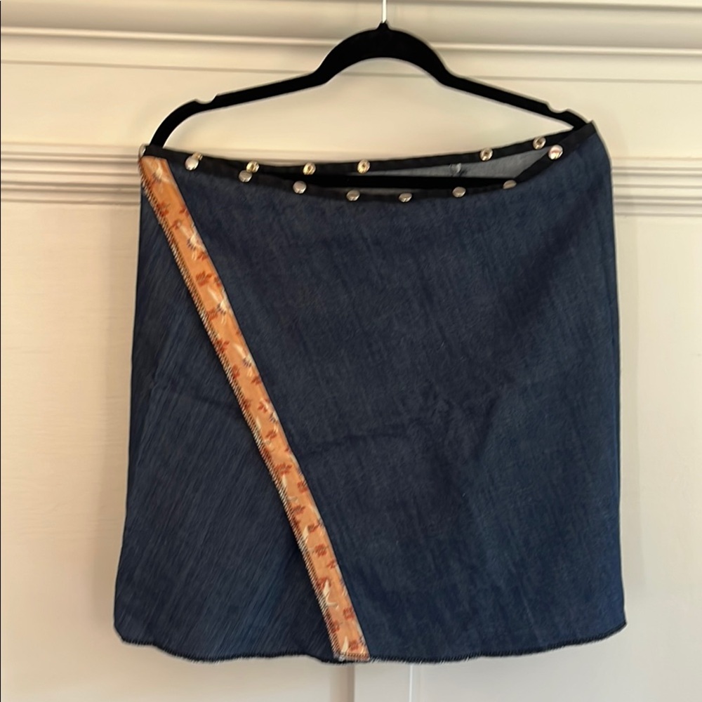 Blue Asymmetrical Embellished Pencil Skirt Knee-Length